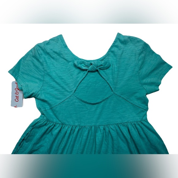 Cat & Jack Girls Dress Sundress With Bow Size L (10/12) Turquoise - Picture 4 of 8